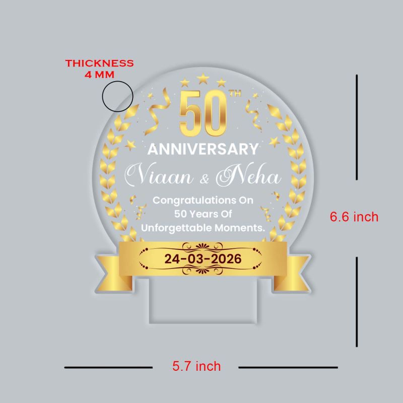 Personalized design for the golden anniversary couple Warm LED glow adds elegance and charm to any room Give a gift that shines as bright as their 50-year journey together—a golden celebration in every glow